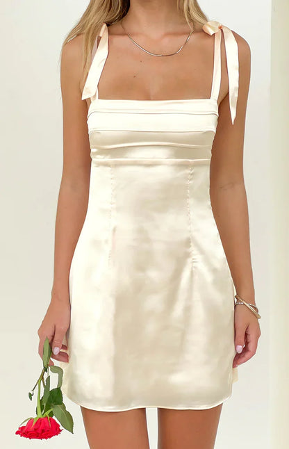 Akira Cream Tie Mini Dress