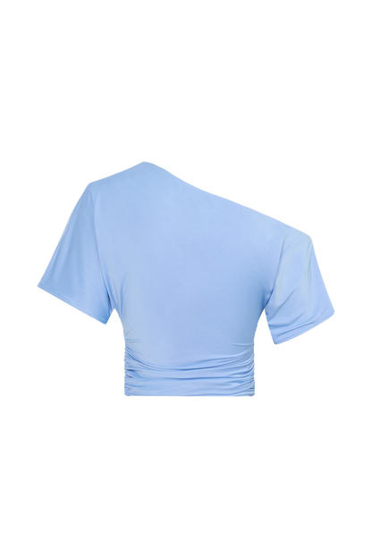 Luu Off Shoulder Slinky Top Sea Blue