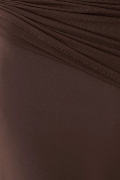 Aspyn Slinky Gathered Wide Leg Pants Chocolate