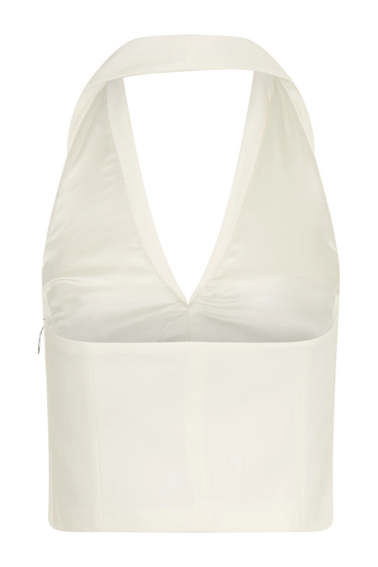 Calla Collared Sleeveless Halter Top Ivory