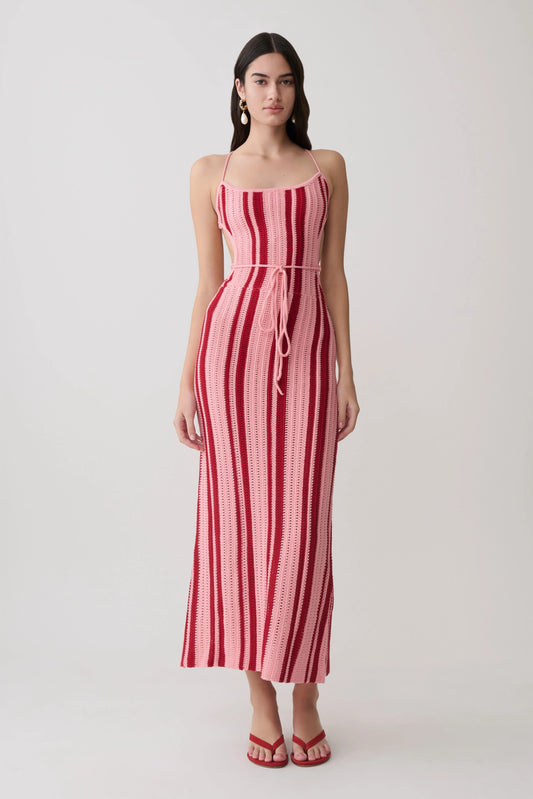 Shepherd Crochet Halter Maxi Dress Pink