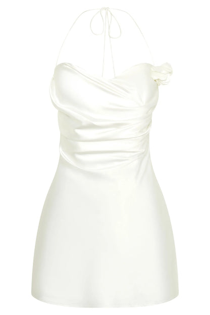 Otillie Rose Halter Mini Dress White