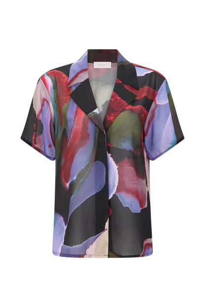 Rachel Chiffon Short Sleeve Shirt Multi Fluid Reverie Print