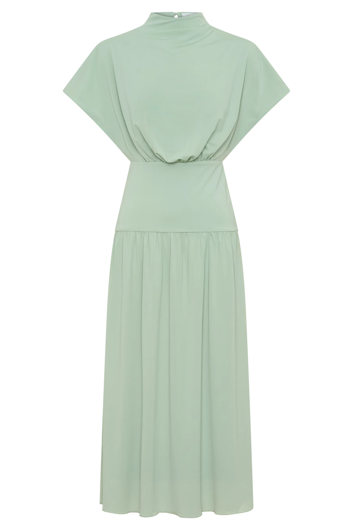 Ailla High Neck Cowl Midi Dress Aqua Grey