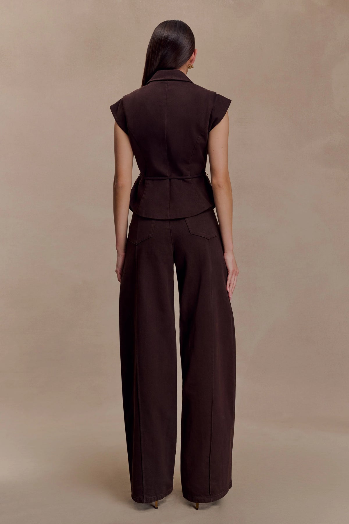 Charley Structured Tie Denim Top Chocolate
