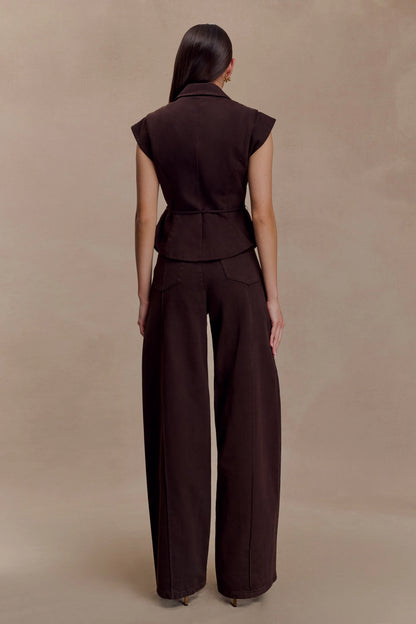 Charley Structured Tie Denim Top Chocolate