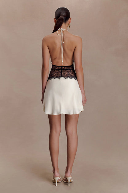 Dinah Lace And Satin Mini Dress Black Ivory