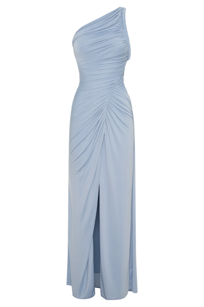 Ryn Twisted One Shoulder Maxi Dress Sky Blue