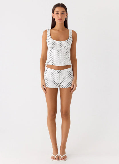 Coastline Bustier Top White Polka Dot