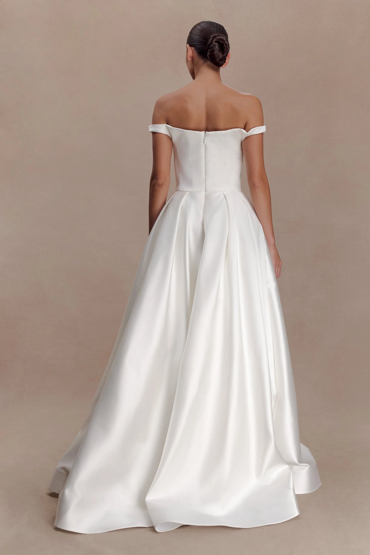 Willow Off Shoulder Satin Maxi Gown White