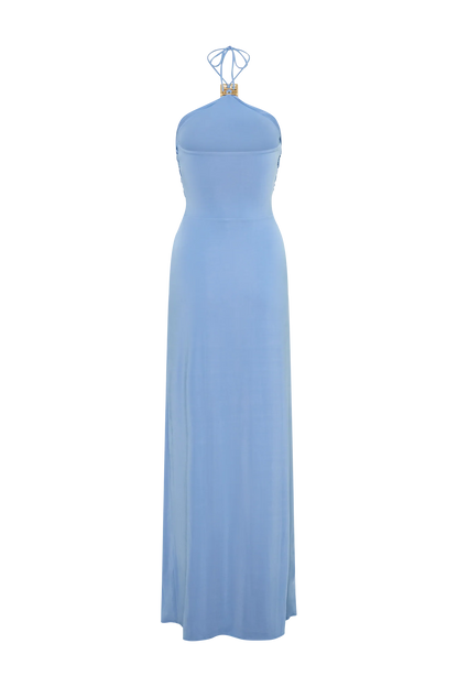 Quincy Halter Maxi Dress With Hardware Cornflower Blue