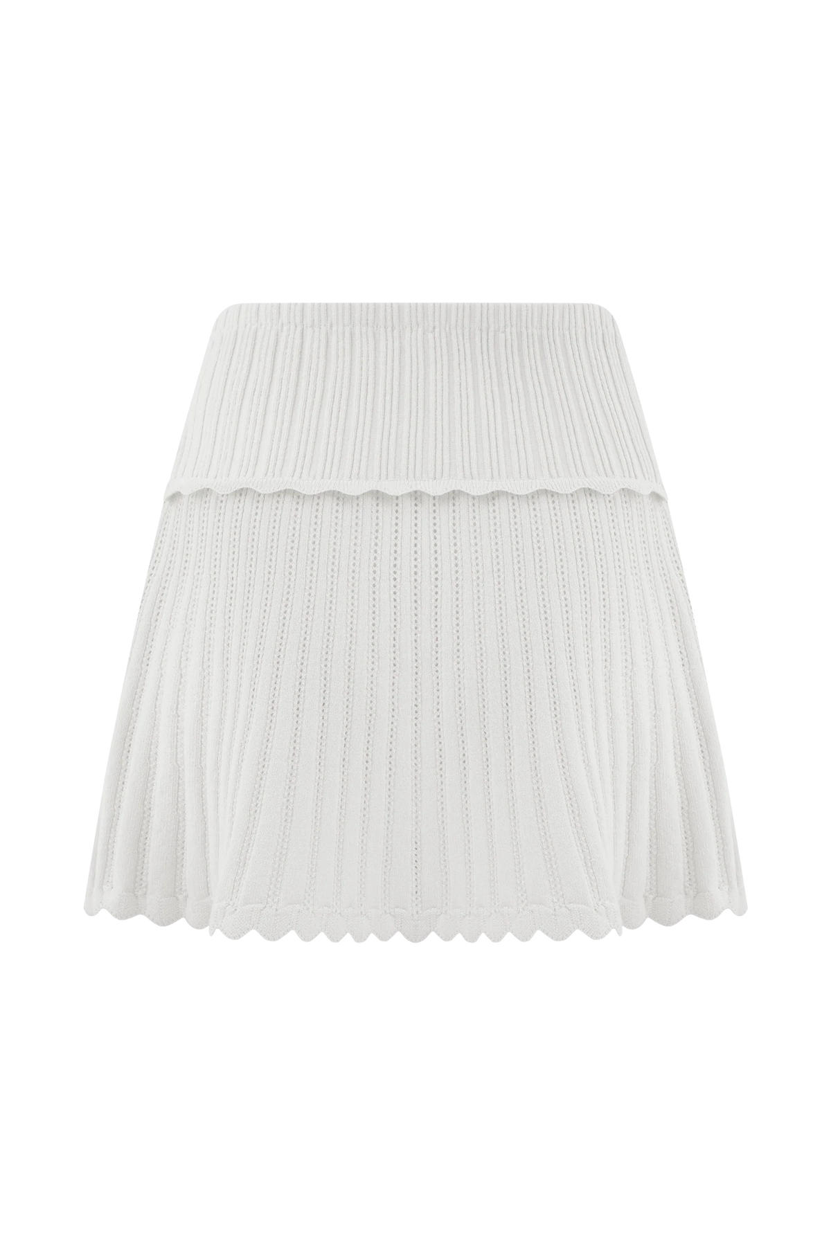 Indy Pointelle Knit Mini Skirt Ivory