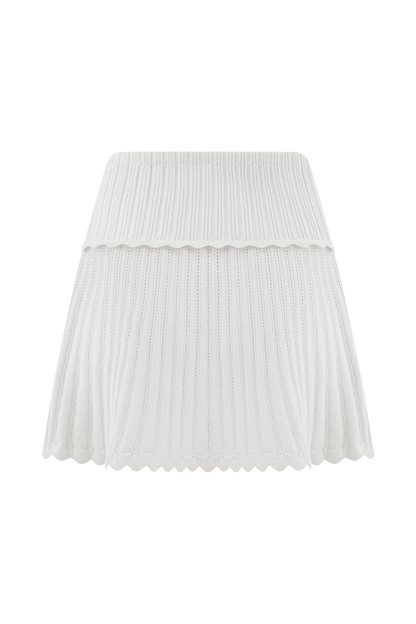 Indy Pointelle Knit Mini Skirt Ivory