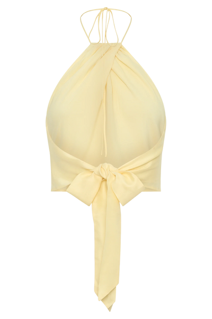 Juliana Cupro Halter Sleeveless Top Butter