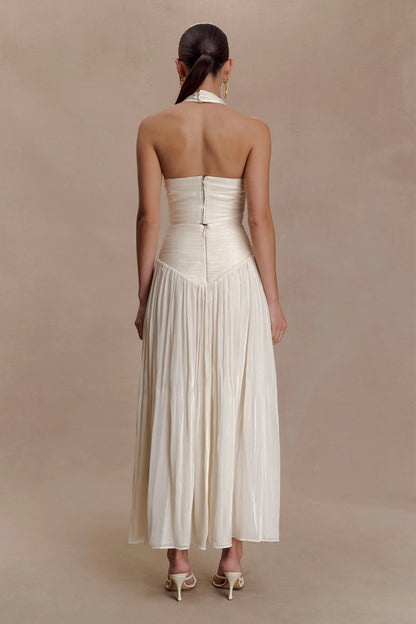 Makena Gathered Midi Skirt Opal White