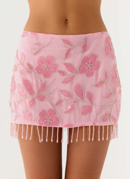Iglesias Beaded Sequin Mini Skirt Pink