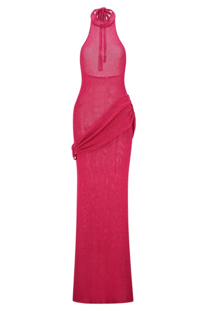 Reece Halter Knit Maxi Dress Dragonfruit