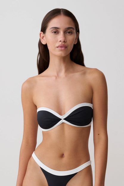 Briar Strapless Bikini Top Black White