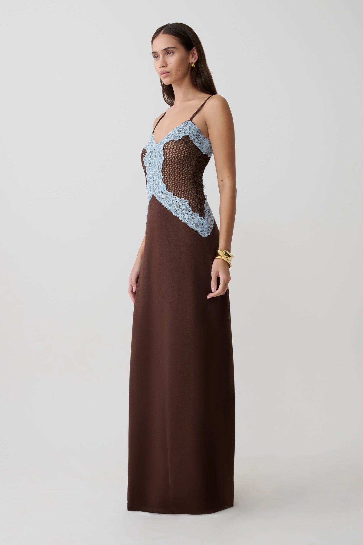 Bray Knit Lace Maxi Dress Chocolate Blue