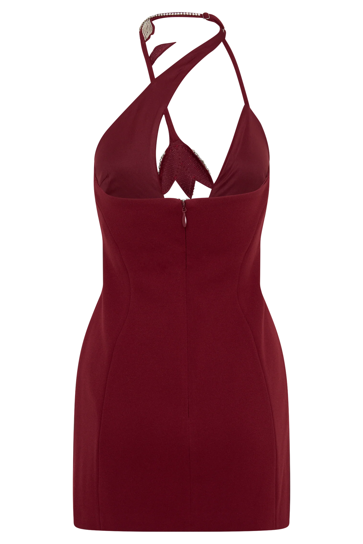 Nathalie Halter Neck Floral Mini Dress Merlot
