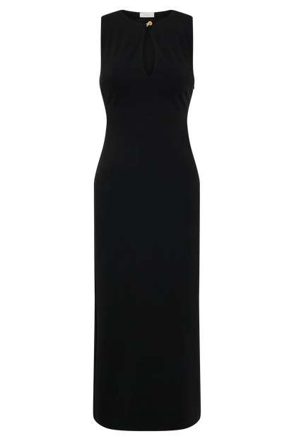 Norah Sleeveless Crepe Midi Dress Black