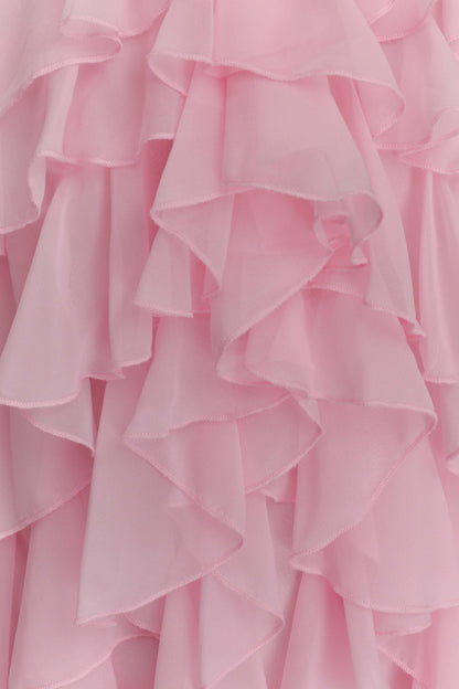 Marigold Ruffle Halter Mini Dress Powder Pink
