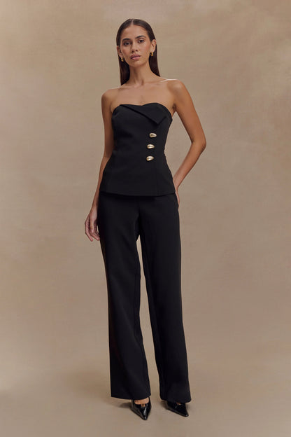 Lindie Strapless Suiting Top Black