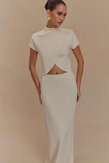 Eris Scuba Jersey Maxi Skirt Ivory