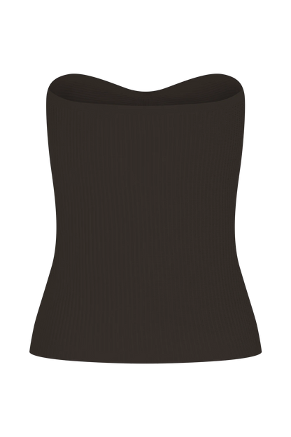 Elodie Strapless Cupped Knit Top Chocolate
