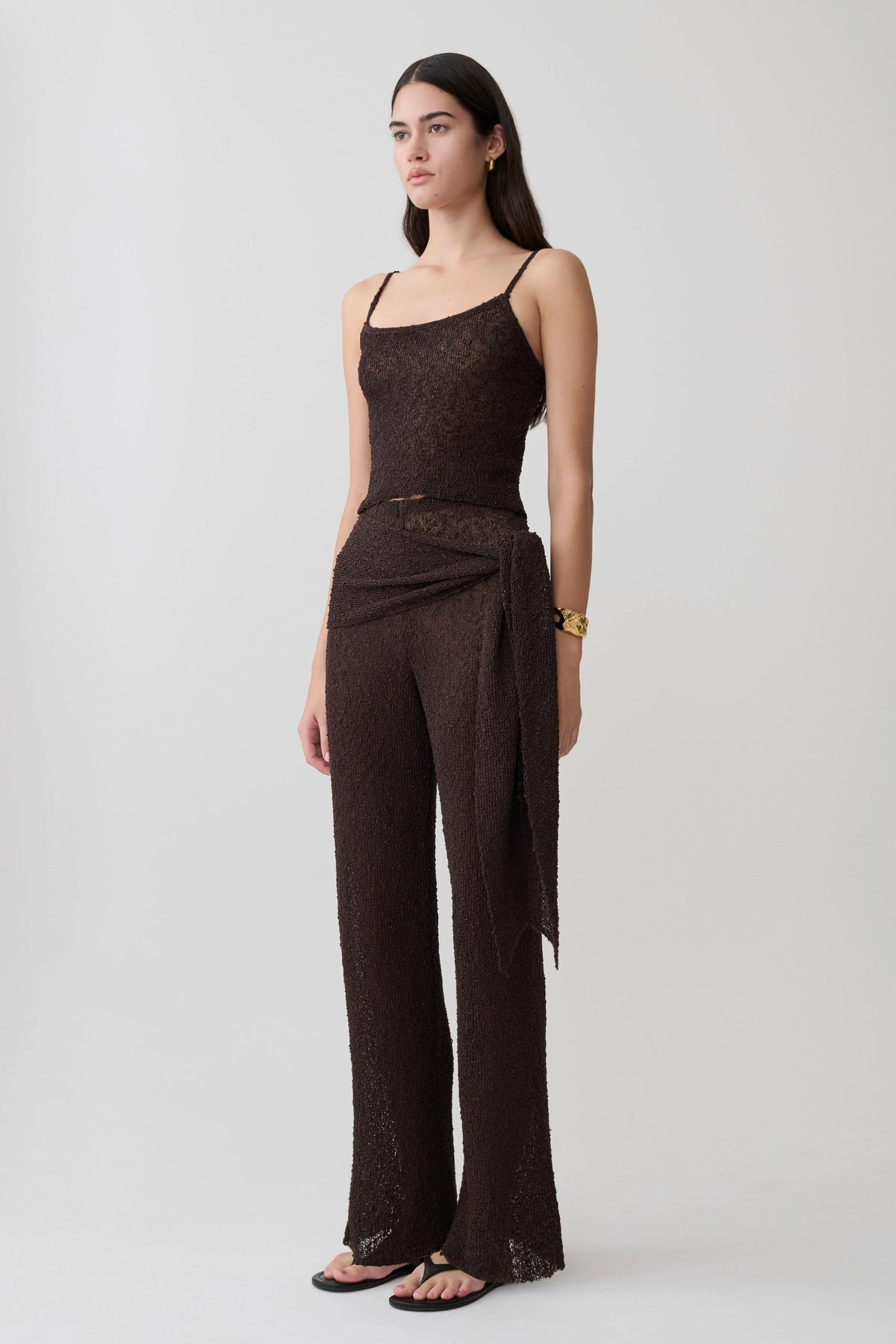Mattais Boucle Knit Top Dark Chocolate