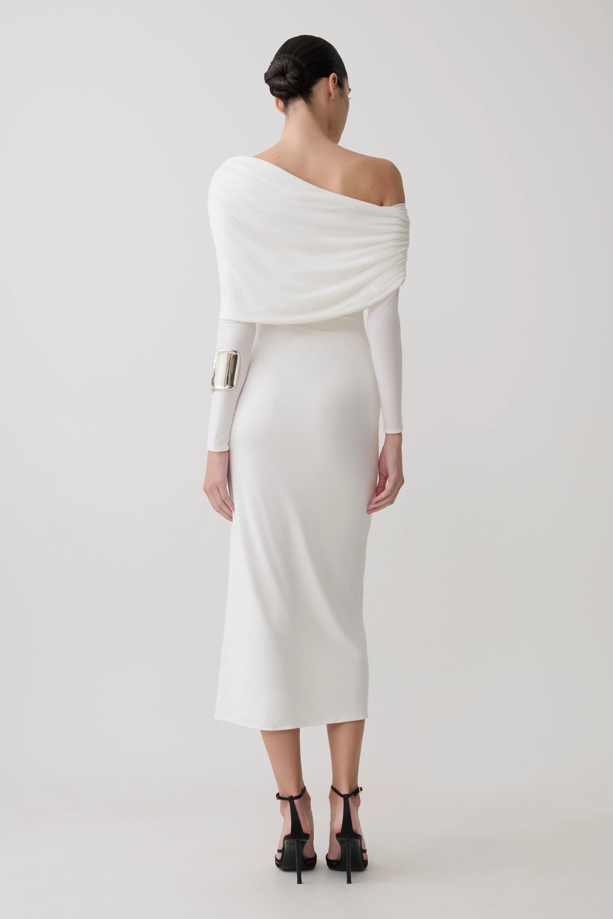 Corinna Modal One Shoulder Midi Dress White