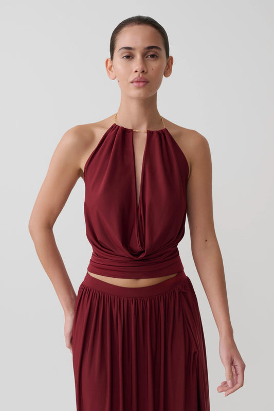 Banks Halter Neck Top With Hardware Wine