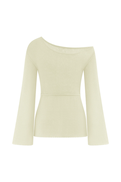 Reagan Off Shoulder Knit Top White