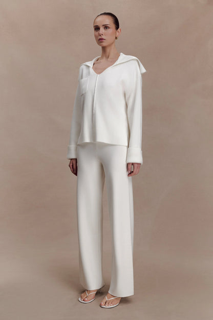 Kerrymae Straight Leg Knit Pants Off White