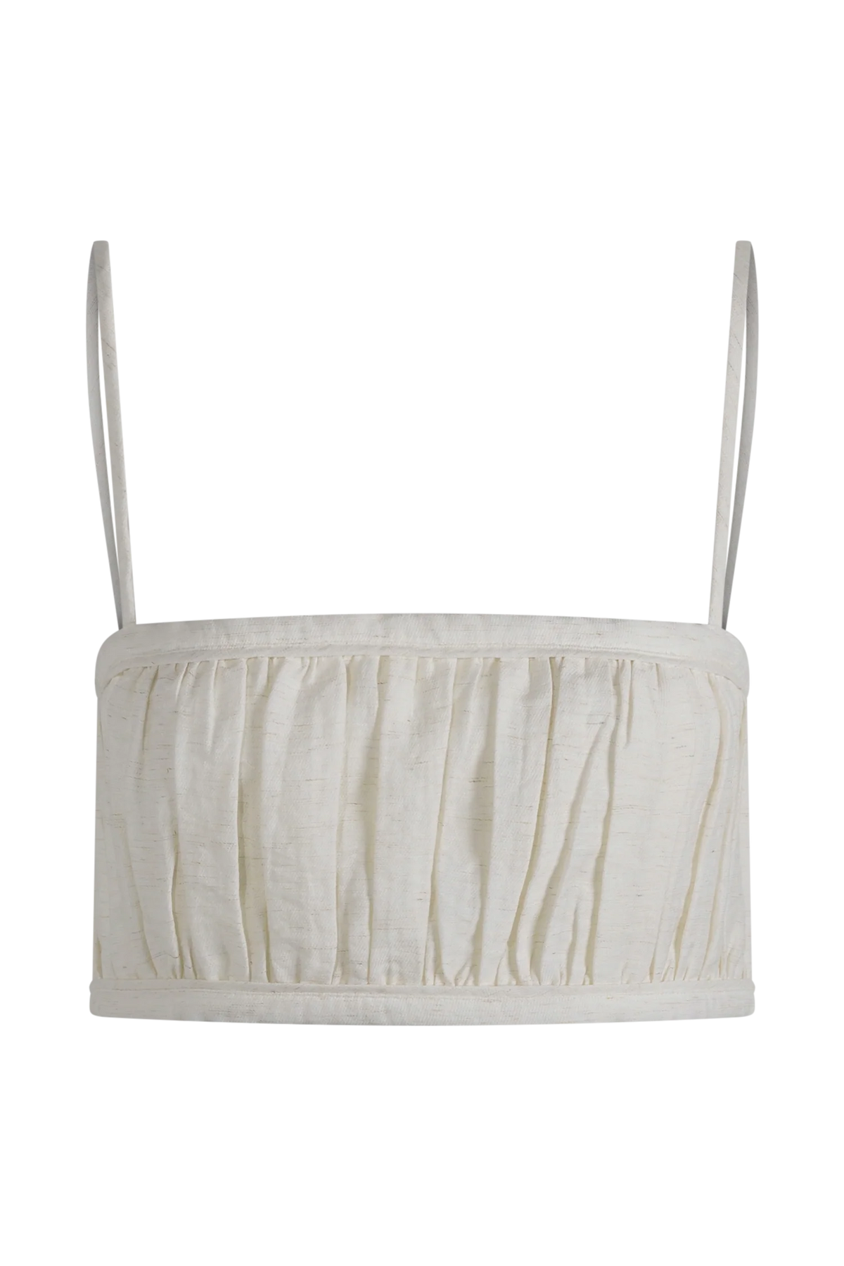 Scottie Shirred Linen Bandeau Oat Marle