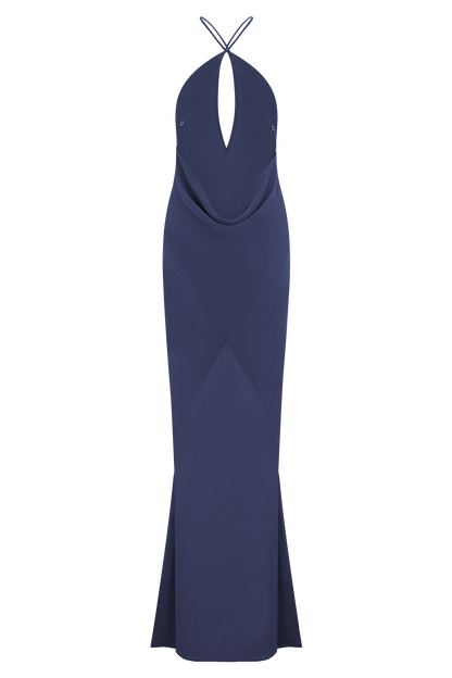 Nerea Slip Halter Maxi Dress Purple Ink