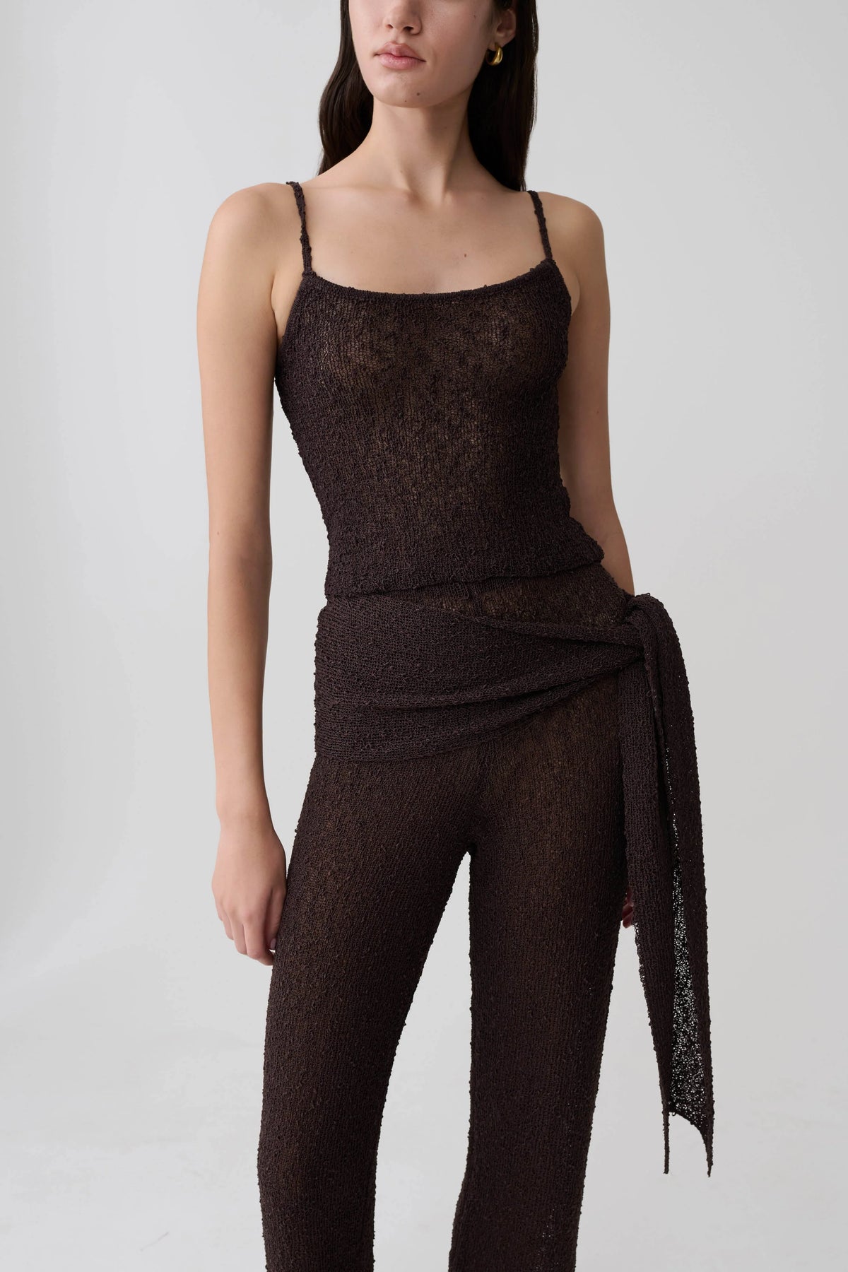 Mattais Boucle Knit Top Dark Chocolate