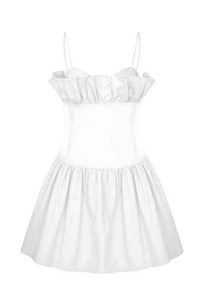Janis Cotton Frill Mini Dress White