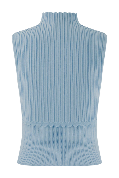 Indy Pointelle Knit Top Cornflower Blue