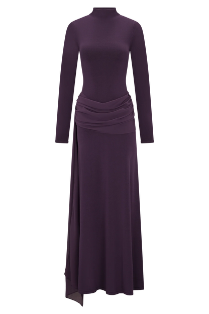 Grayson Knit Chiffon Maxi Dress Plum