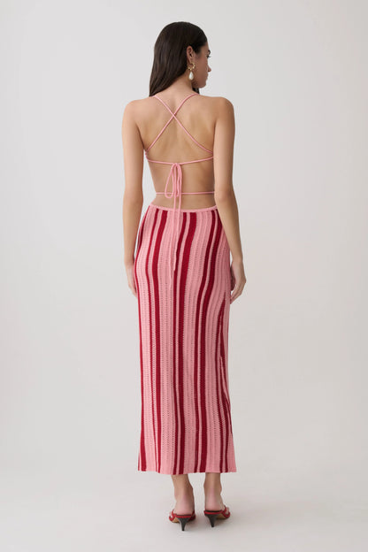 Shepherd Crochet Halter Maxi Dress Pink