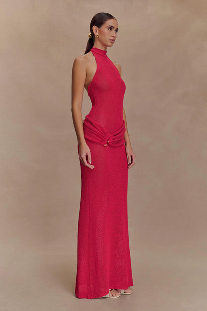 Reece Halter Knit Maxi Dress Dragonfruit