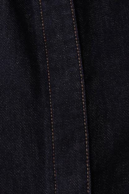 Jeremy Collared Denim Longline Top Washed Indigo Blue