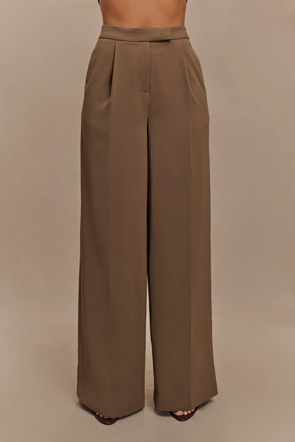 Faith Suiting Wide Leg Pant Cacao Brown
