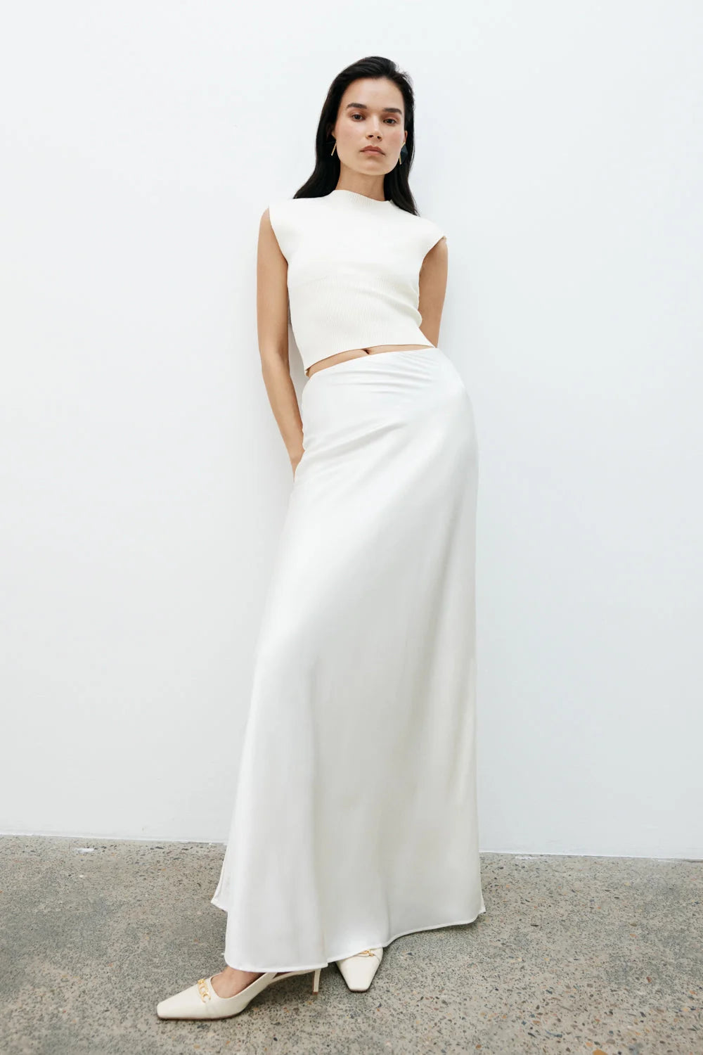 Sabrina Silk Blend Maxi Skirt Ivory