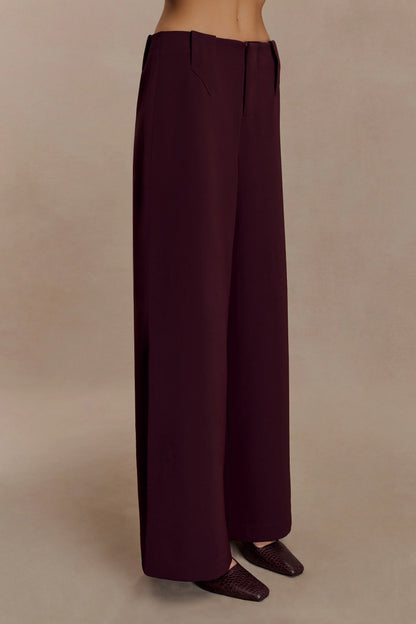 Arlo Wide Leg Suiting Trouser Mahogany