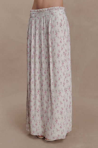 Amaris Gathered Plisse Maxi Skirt Floral Ditsy Print