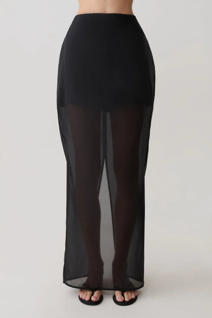 Ximena Organza Maxi Skirt Black