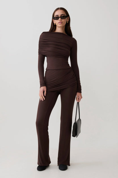Keaton Modal Straight Leg Overlay Pant Espresso
