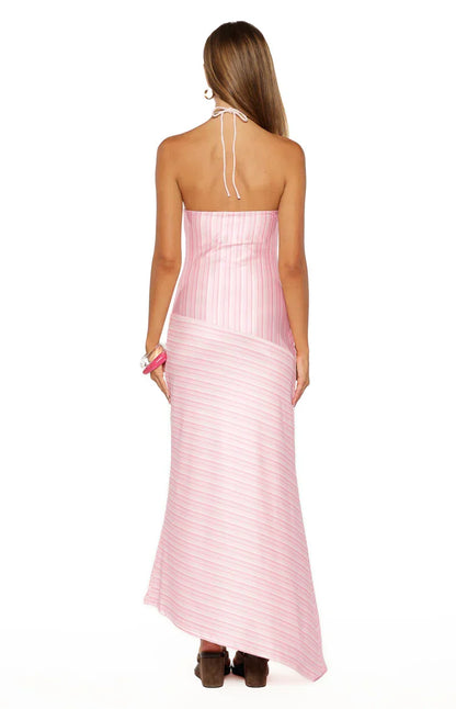 Hendrea Pink Stripe Jersey Midi Dress